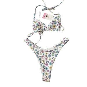 Oceanus Swimwear Revolve Ditzy Floral Bikini Set White Multi Size Large